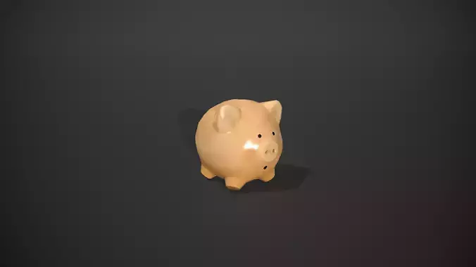 Yellow Piggy Bank Low-poly 3D model
