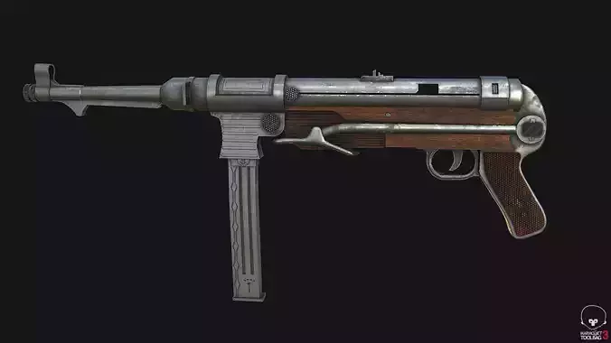 WW2 MP 40 PBR Low-poly
