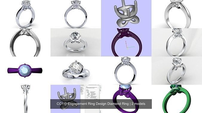 CC110-Engagement Ring Design Diamond Ring 3D Model Collection