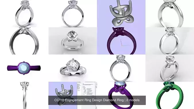 CC110-Engagement Ring Design Diamond Ring 3D Model Collection