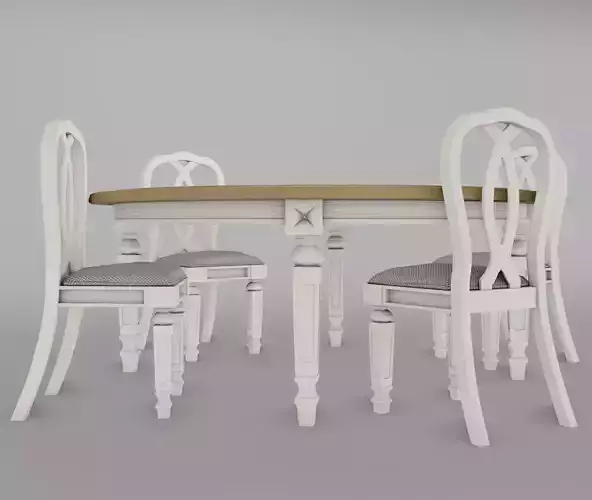  Round Table and Chair Low-poly 3D model