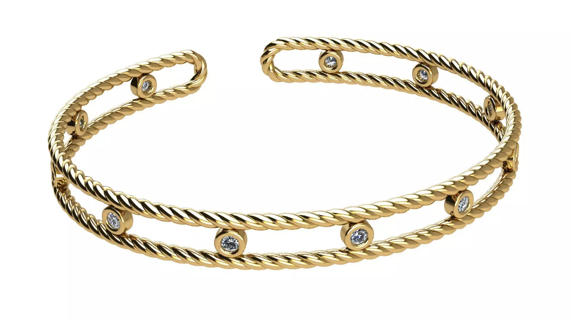 Diamonds Cable Bracelet 3D print model