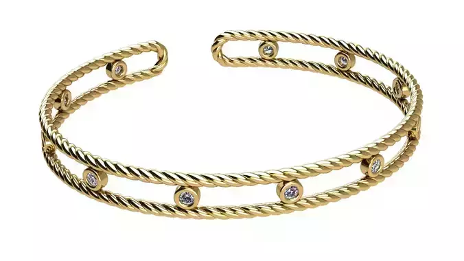 Diamonds Cable Bracelet 3D print model