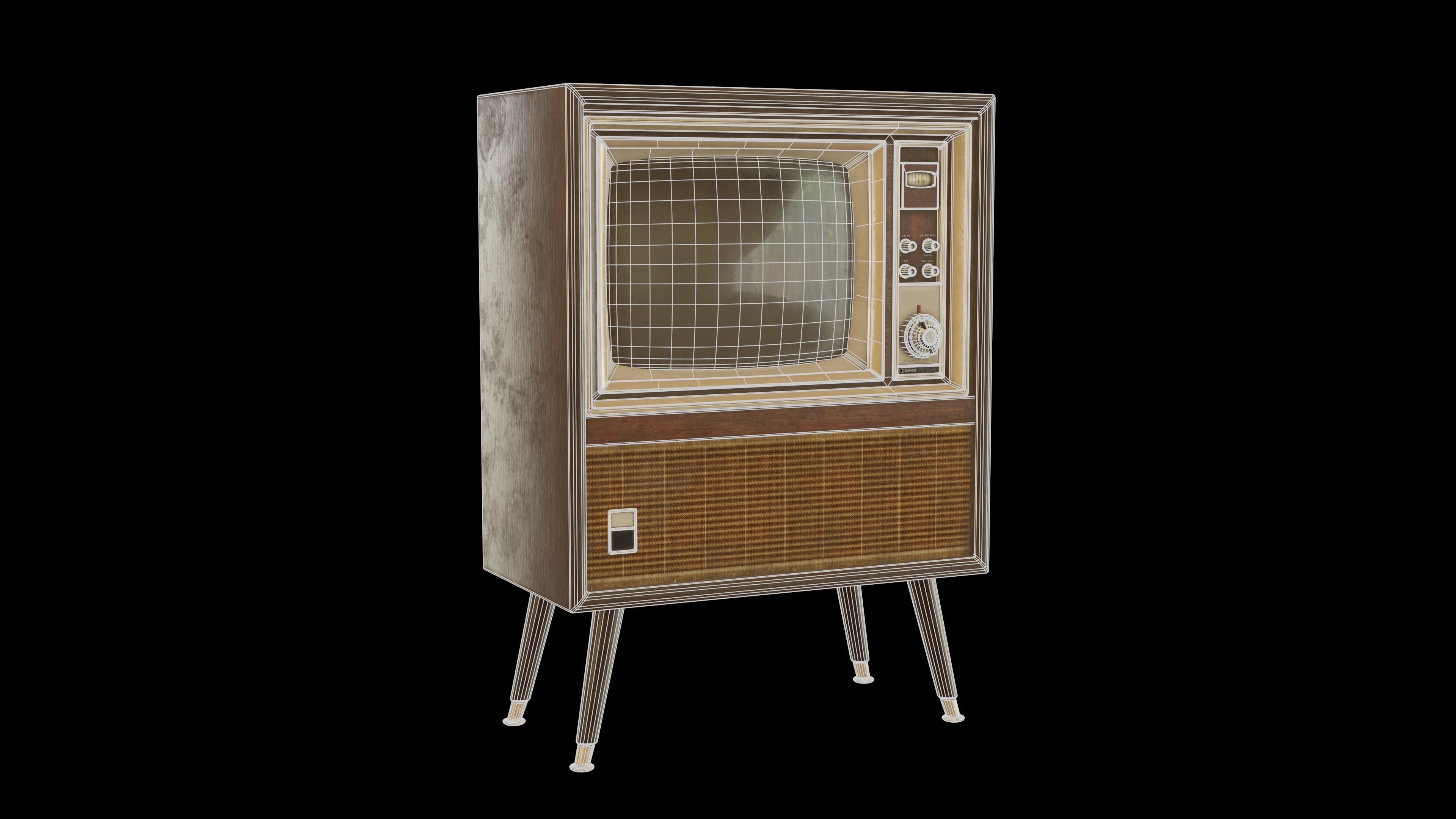 Vintage Television Low-poly 3D model_5