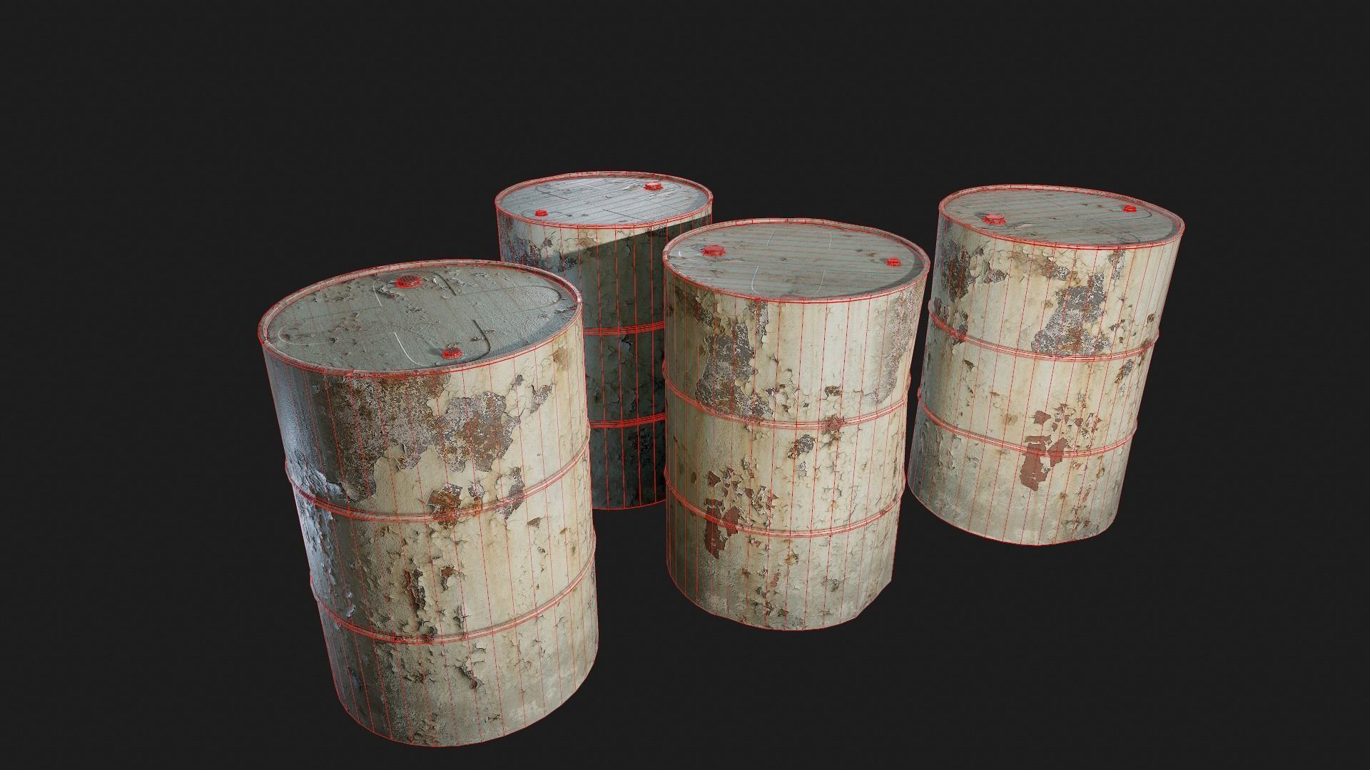 Rusty Metal Barrels PBR Low-poly 3D model_13