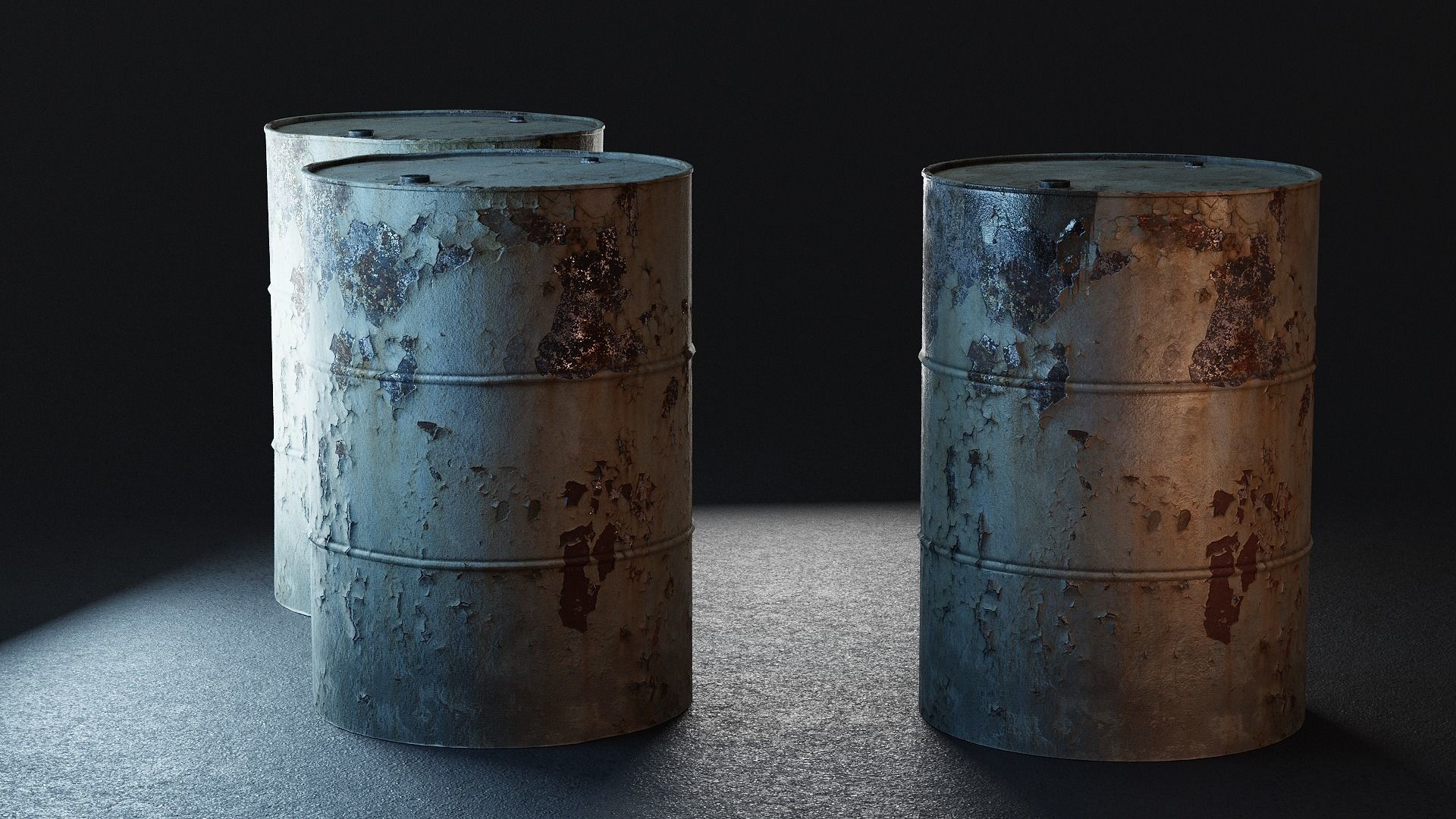 Rusty Metal Barrels PBR Low-poly 3D model_2