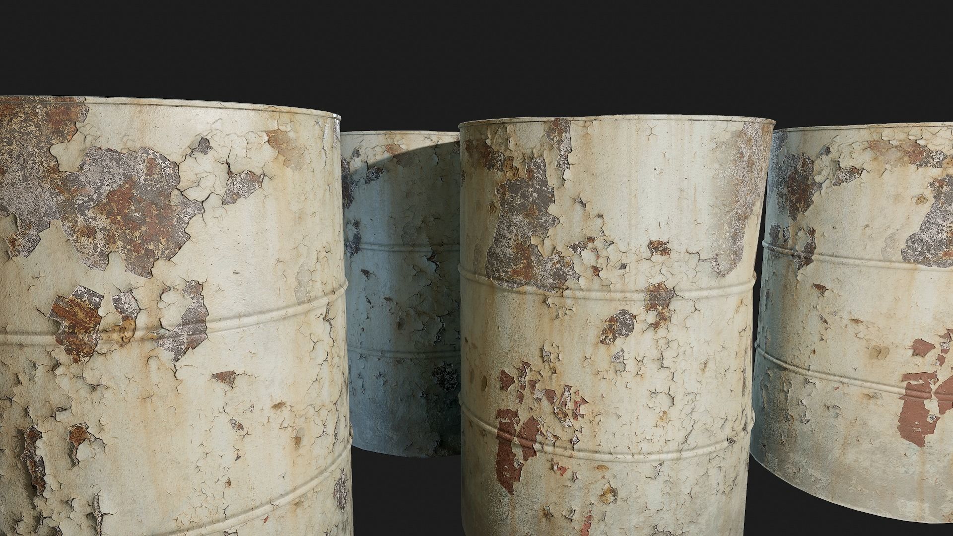 Rusty Metal Barrels PBR Low-poly 3D model_10
