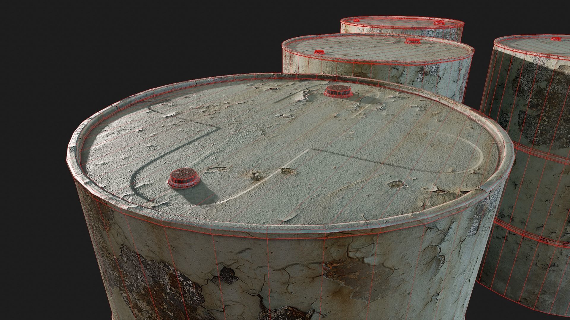 Rusty Metal Barrels PBR Low-poly 3D model_15