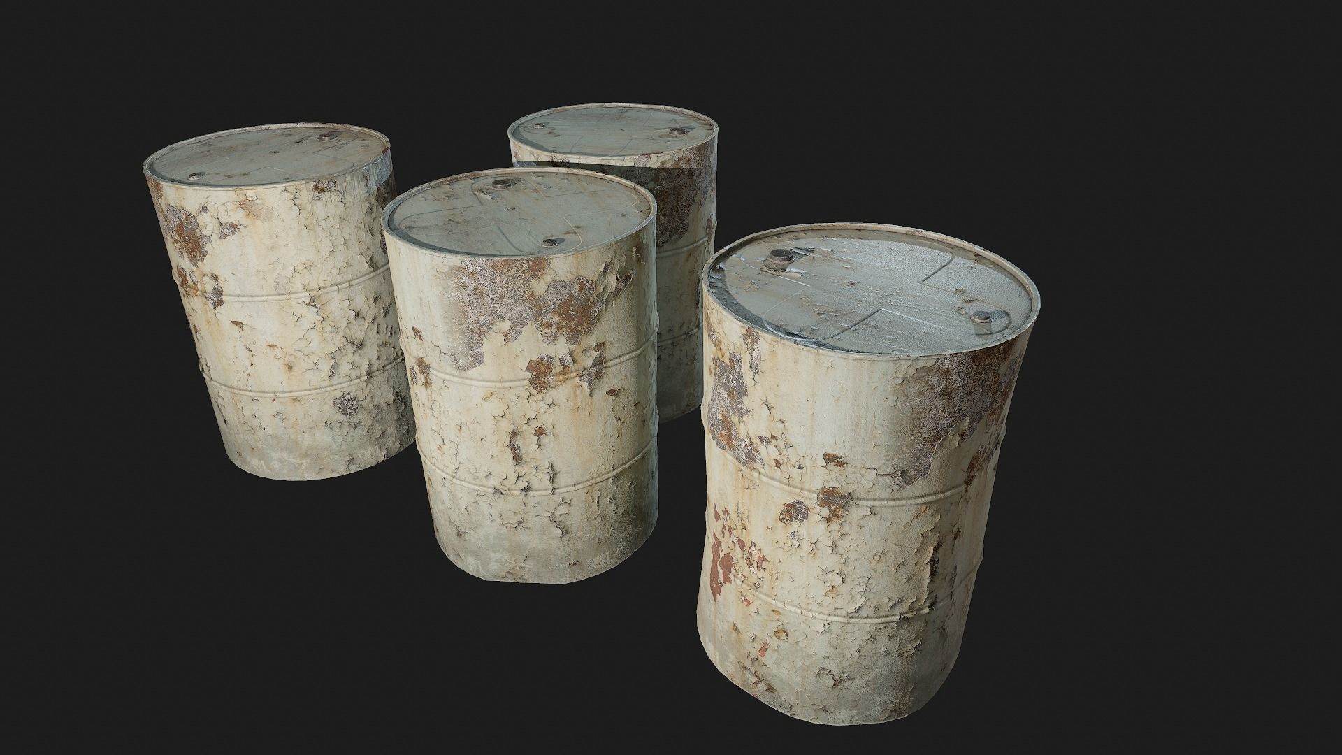 Rusty Metal Barrels PBR Low-poly 3D model_7