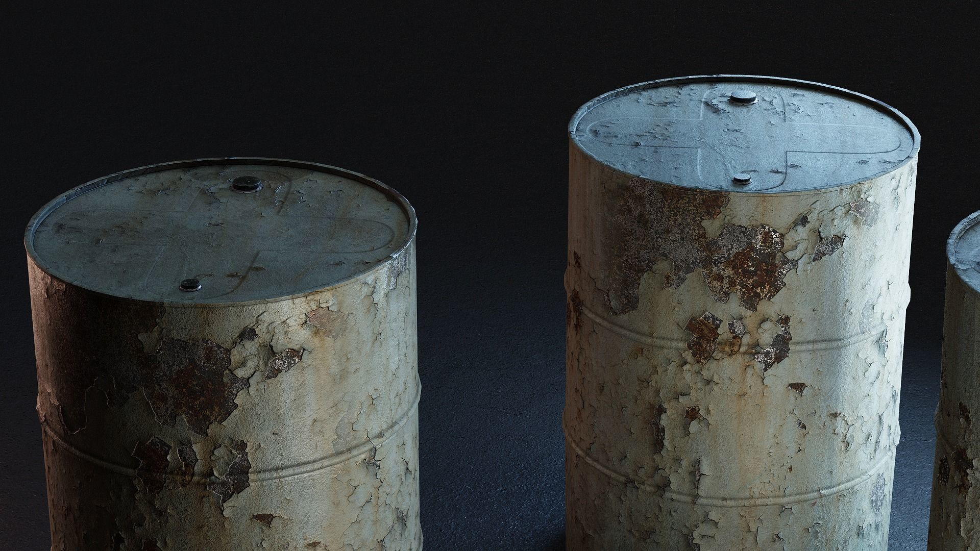 Rusty Metal Barrels PBR Low-poly 3D model_4