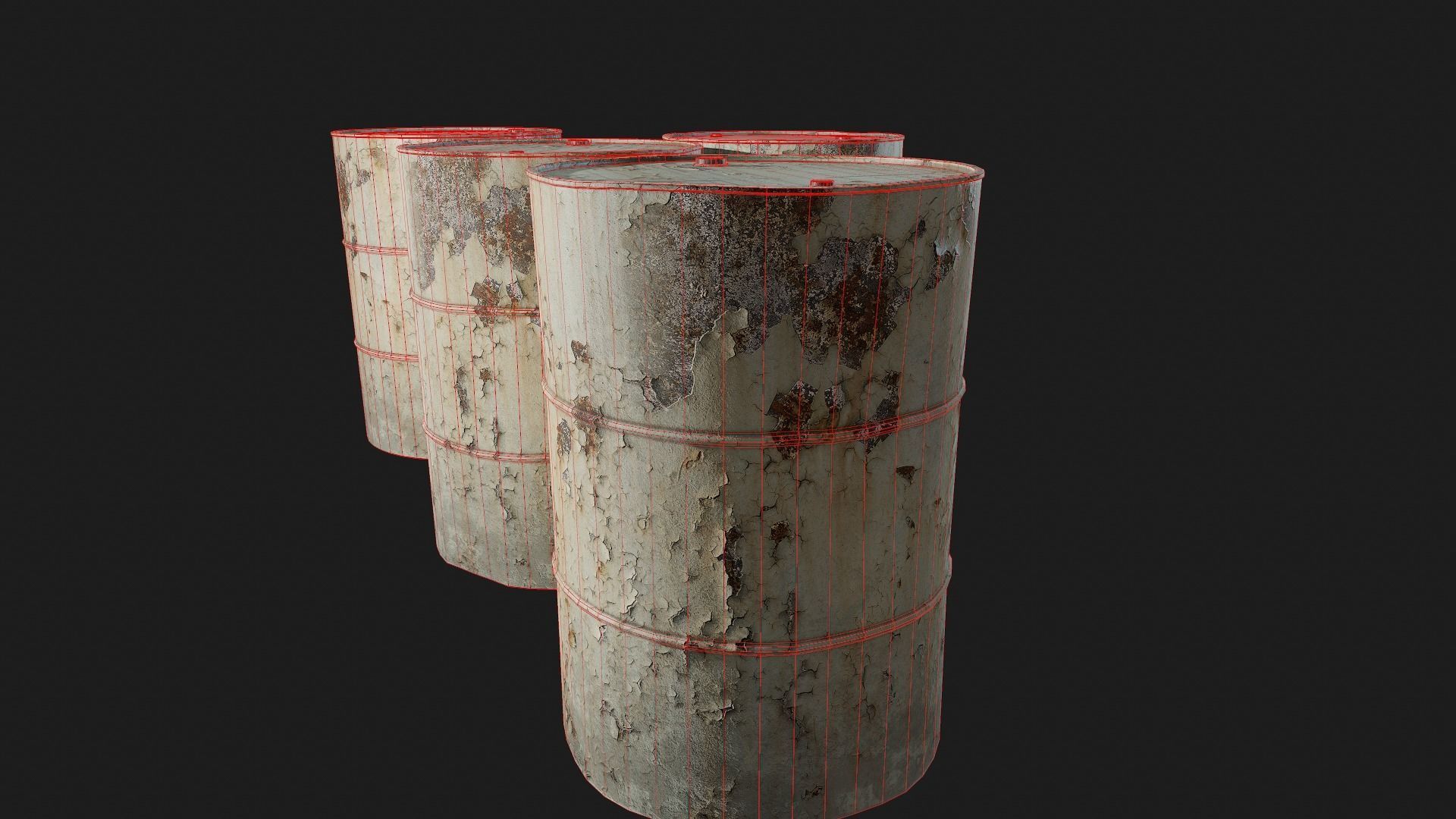 Rusty Metal Barrels PBR Low-poly 3D model_14