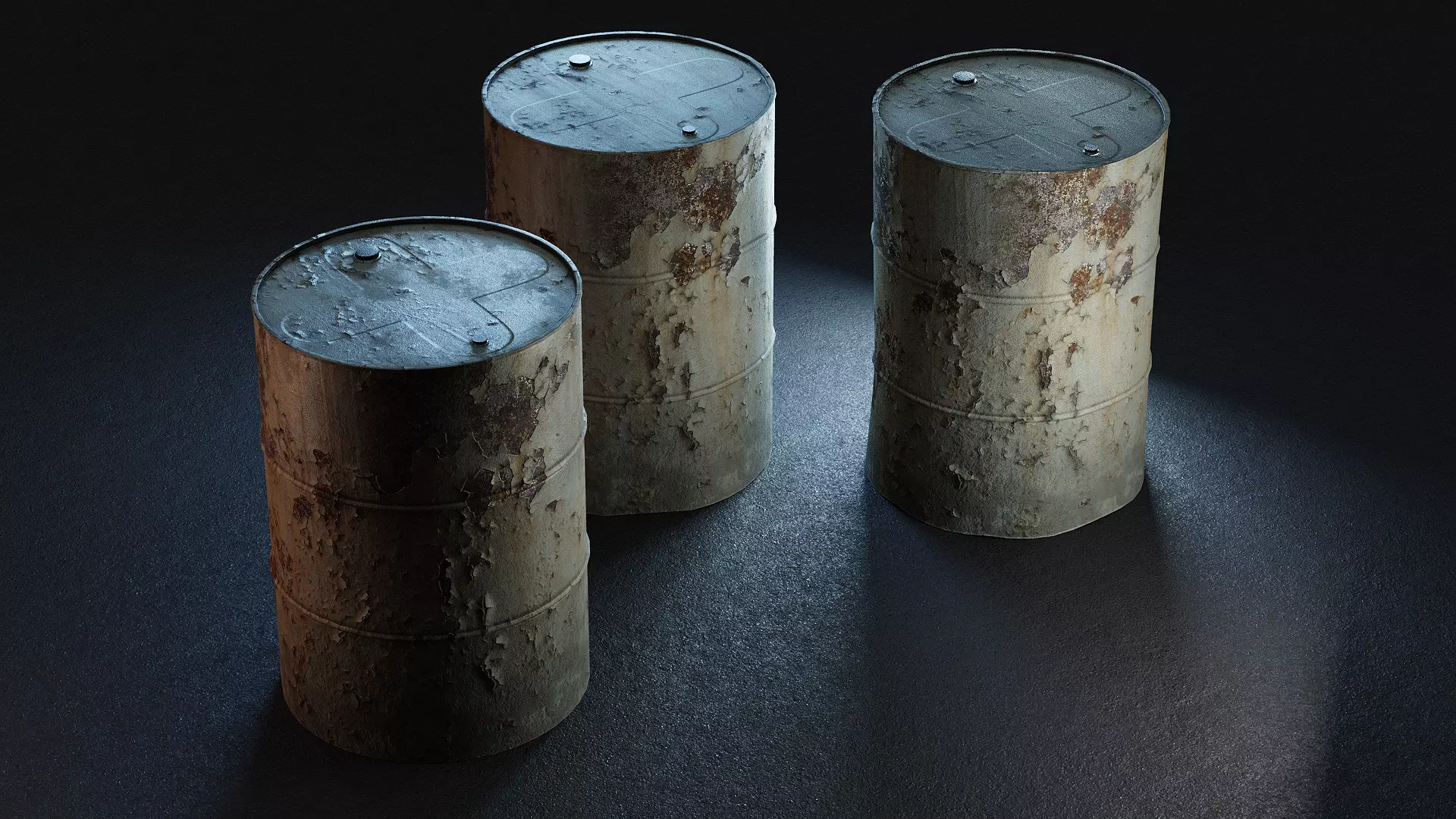 Rusty Metal Barrels PBR Low-poly 3D model_0