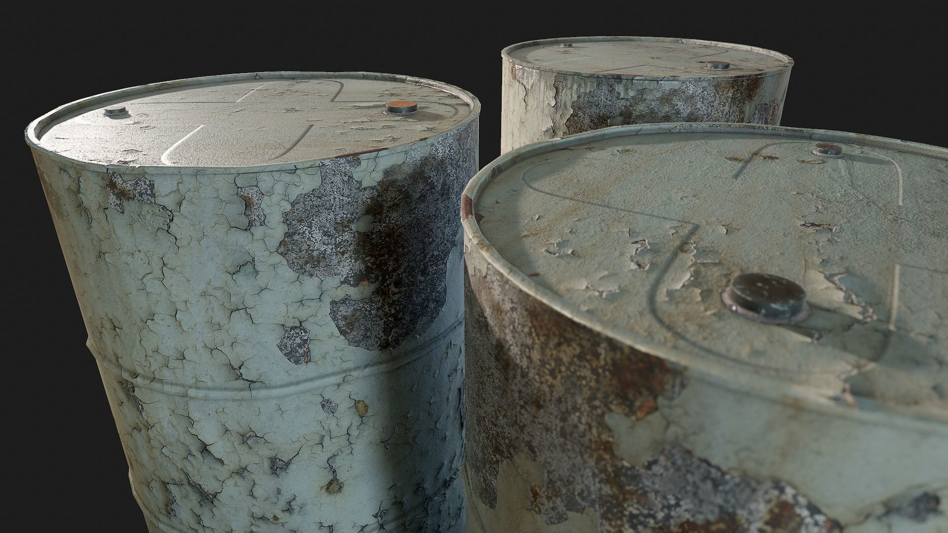 Rusty Metal Barrels PBR Low-poly 3D model_12