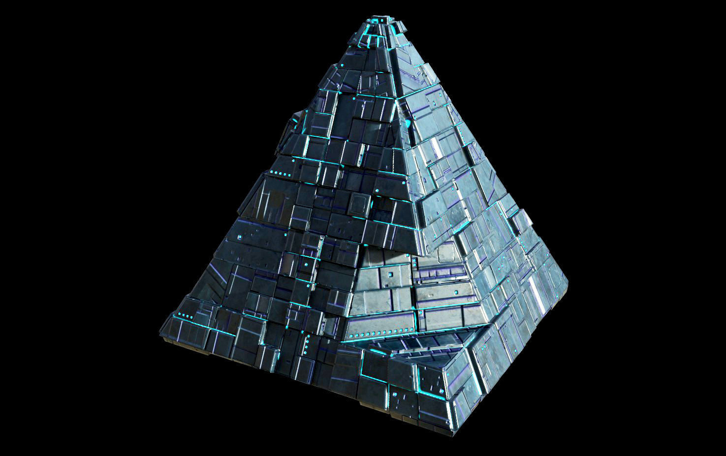 lowpoly Spaceship Pyramid sci fi Low-poly 3D model_1