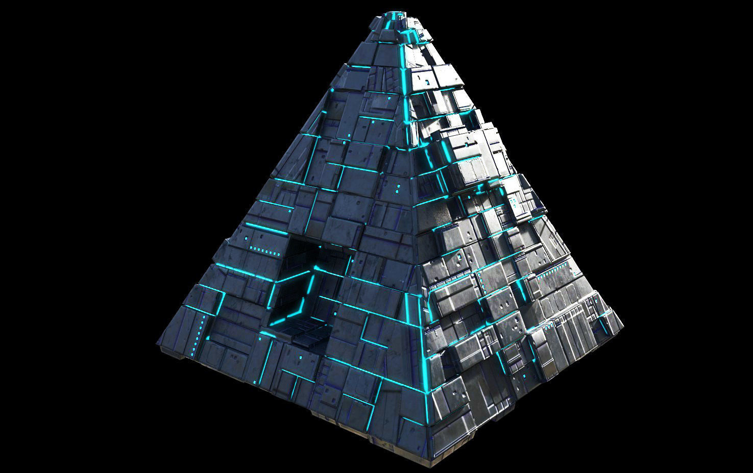 lowpoly Spaceship Pyramid sci fi Low-poly 3D model_2