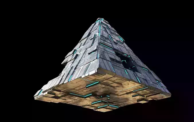 lowpoly Spaceship Pyramid sci fi Low-poly 3D model