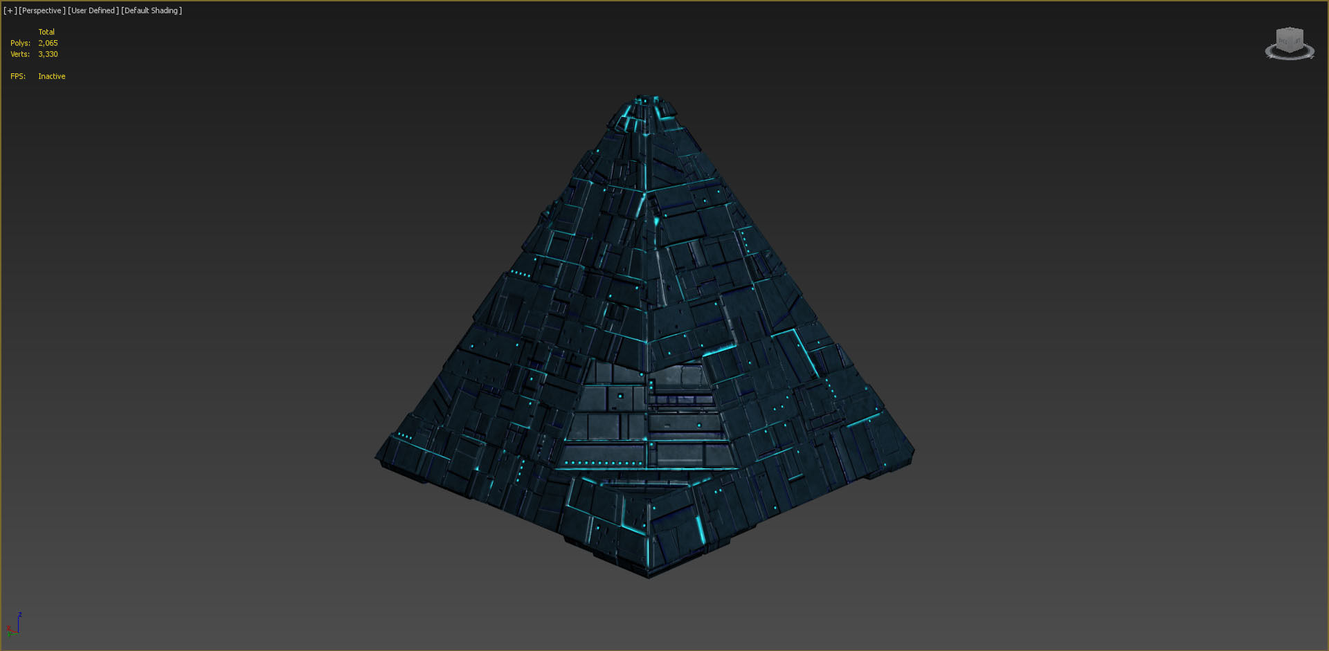 lowpoly Spaceship Pyramid sci fi Low-poly 3D model_3