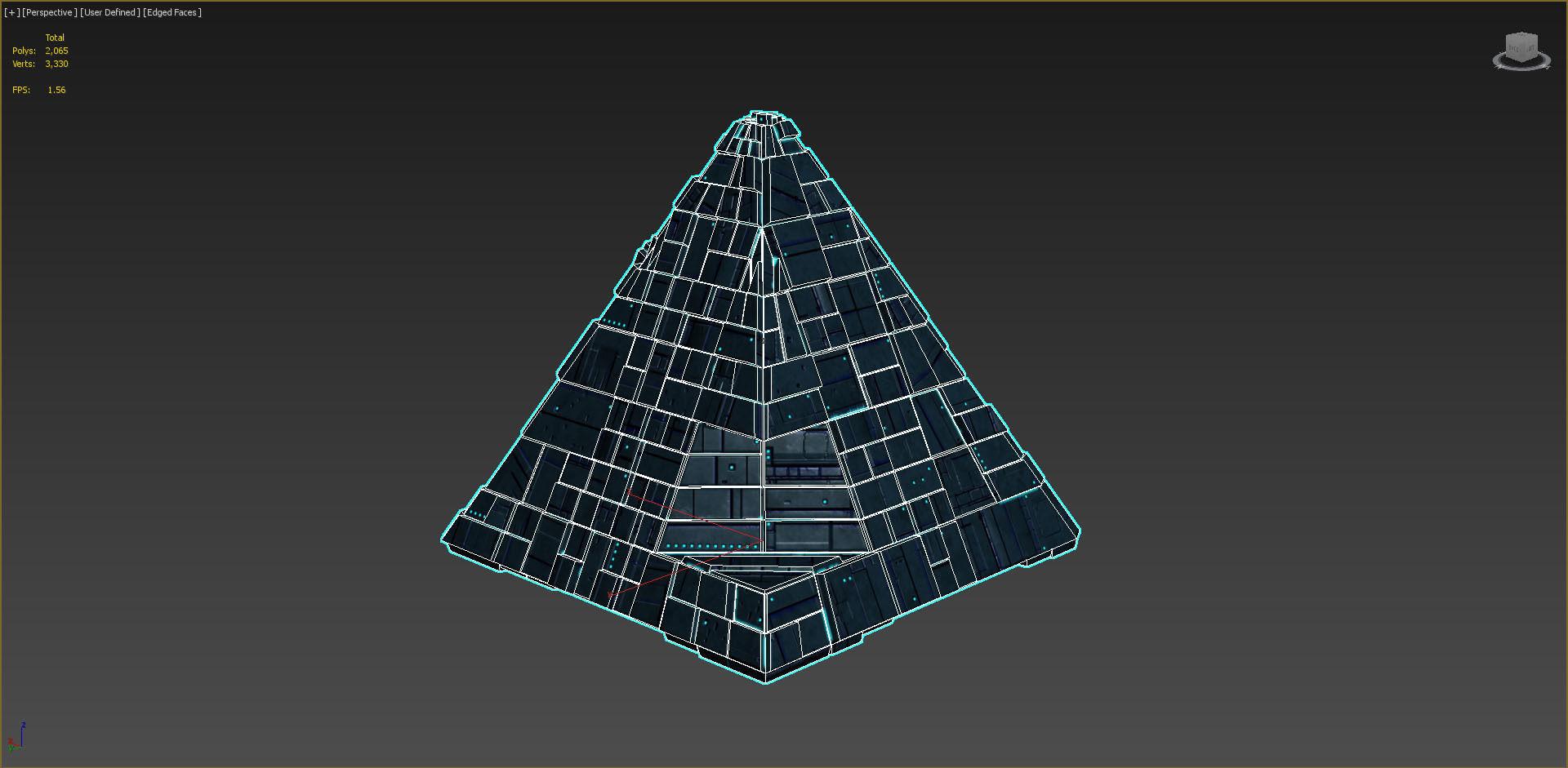 lowpoly Spaceship Pyramid sci fi Low-poly 3D model_4