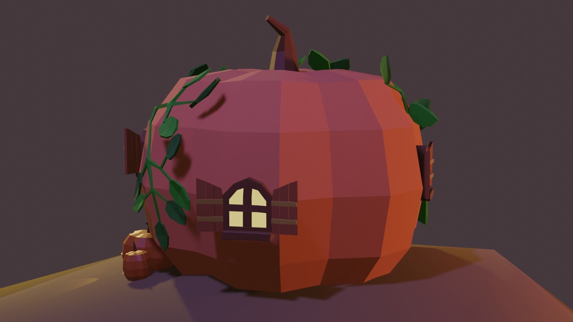 Pumpkin Cottage Low-poly 3D model_7