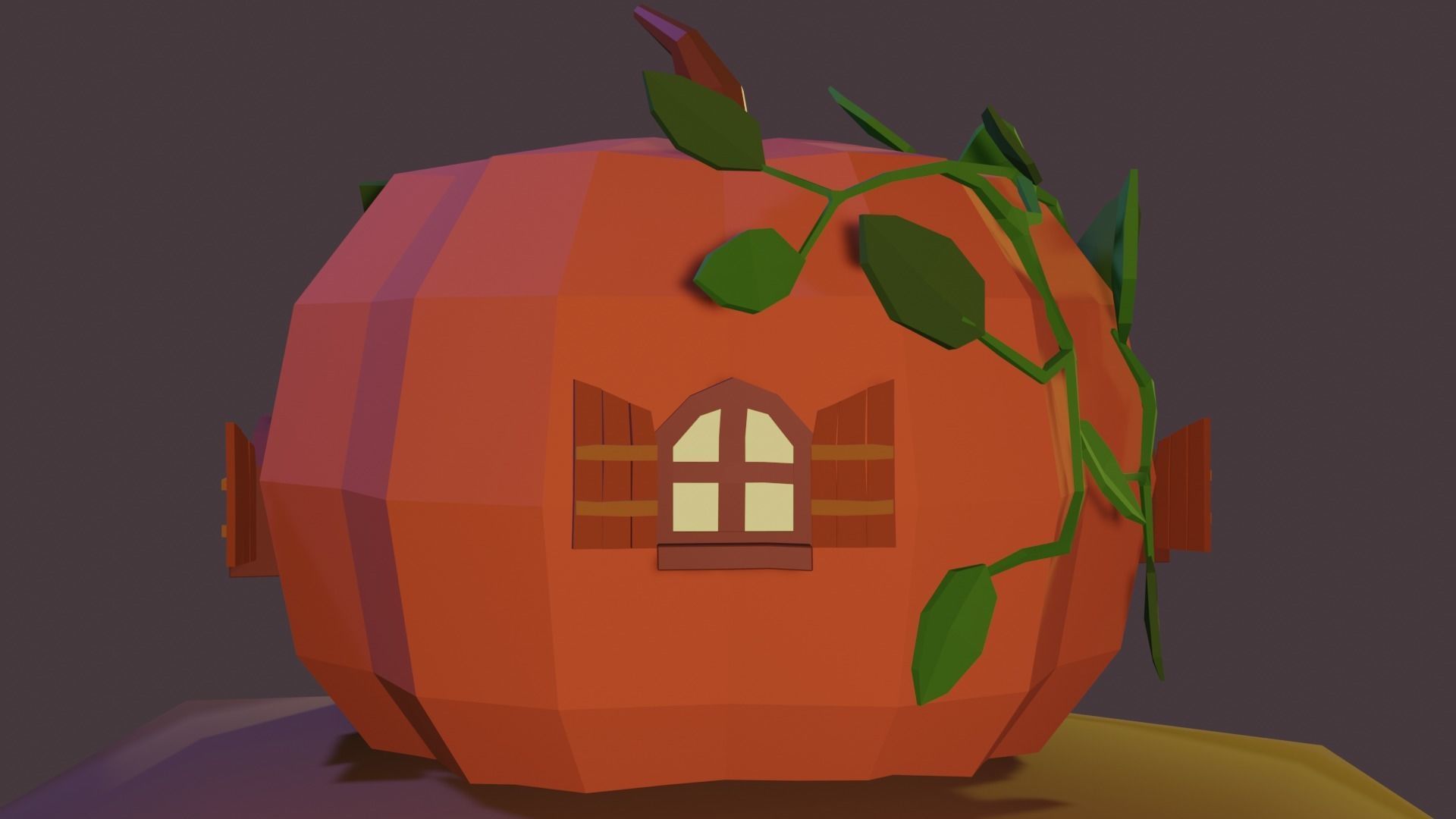 Pumpkin Cottage Low-poly 3D model_6