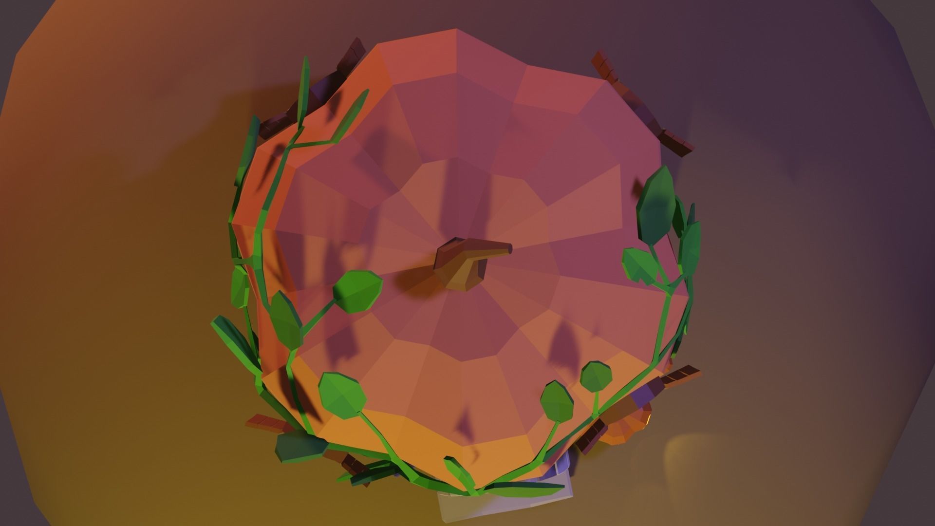 Pumpkin Cottage Low-poly 3D model_10