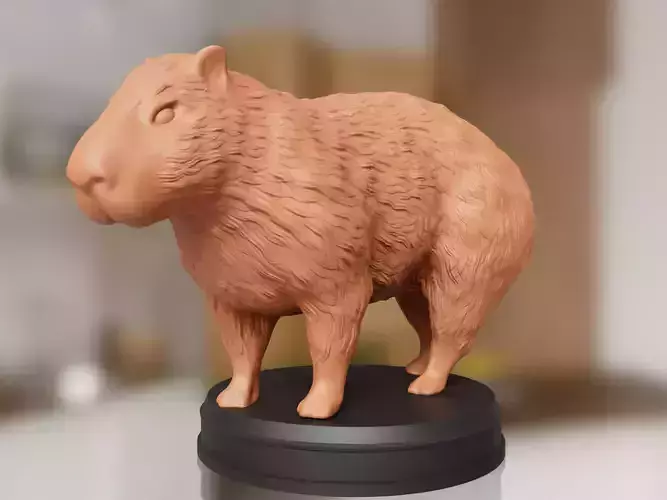 Realistic Fluffy Capybara 3D print model