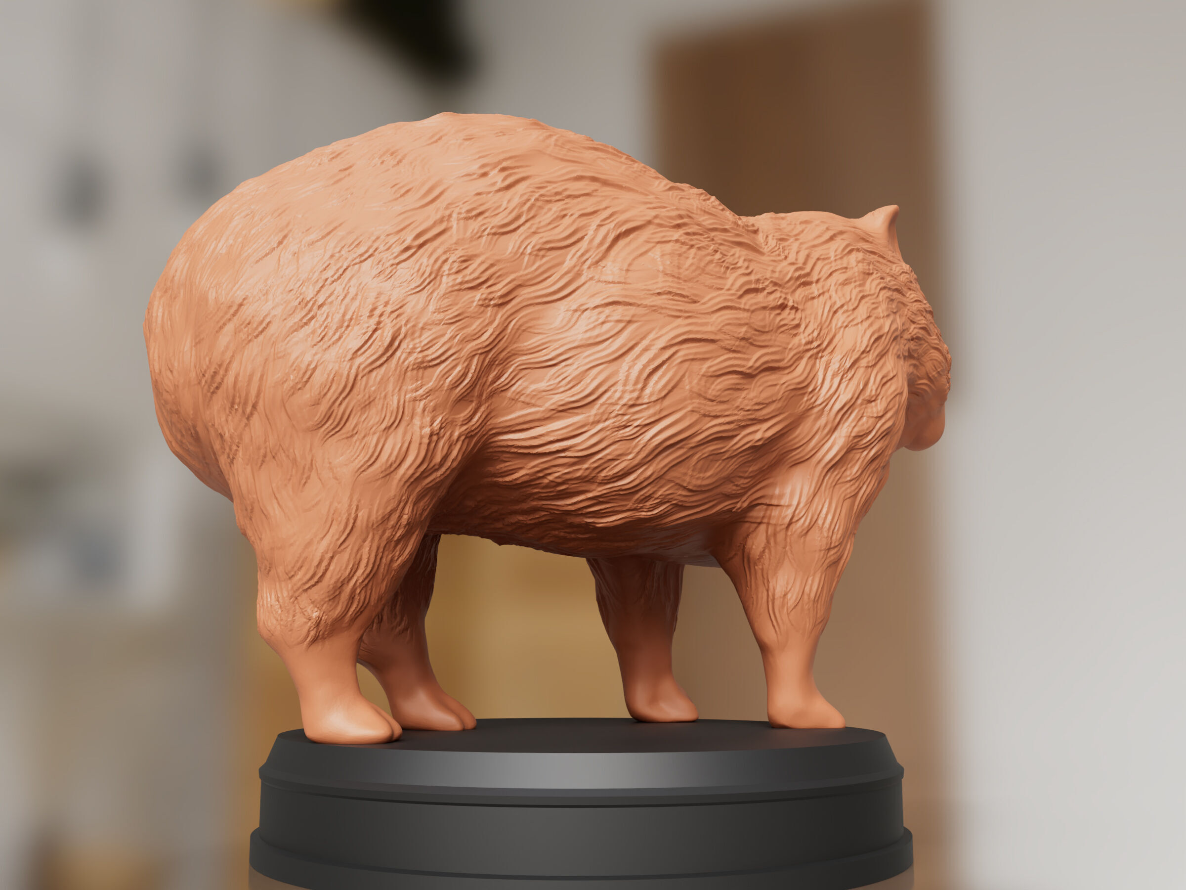 Realistic Fluffy Capybara 3D print model_4
