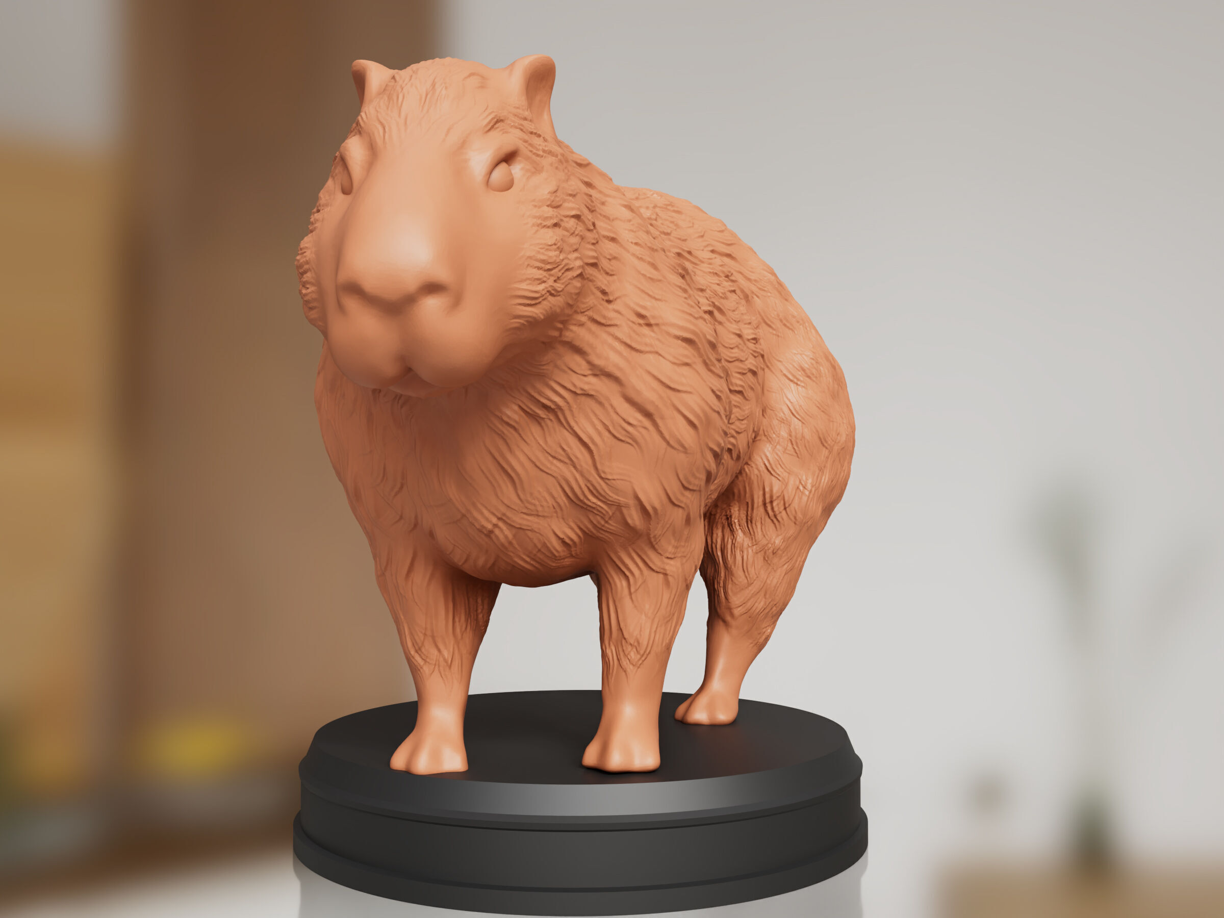 Realistic Fluffy Capybara 3D print model_1