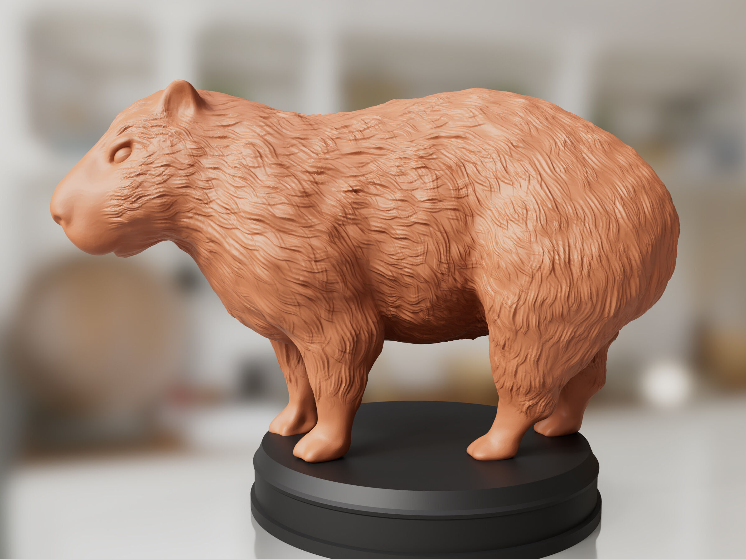 Realistic Fluffy Capybara 3D print model_2