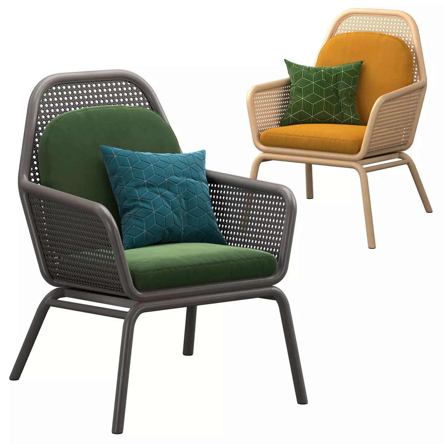 Verne Rattan Chair with Cushion 3D model
