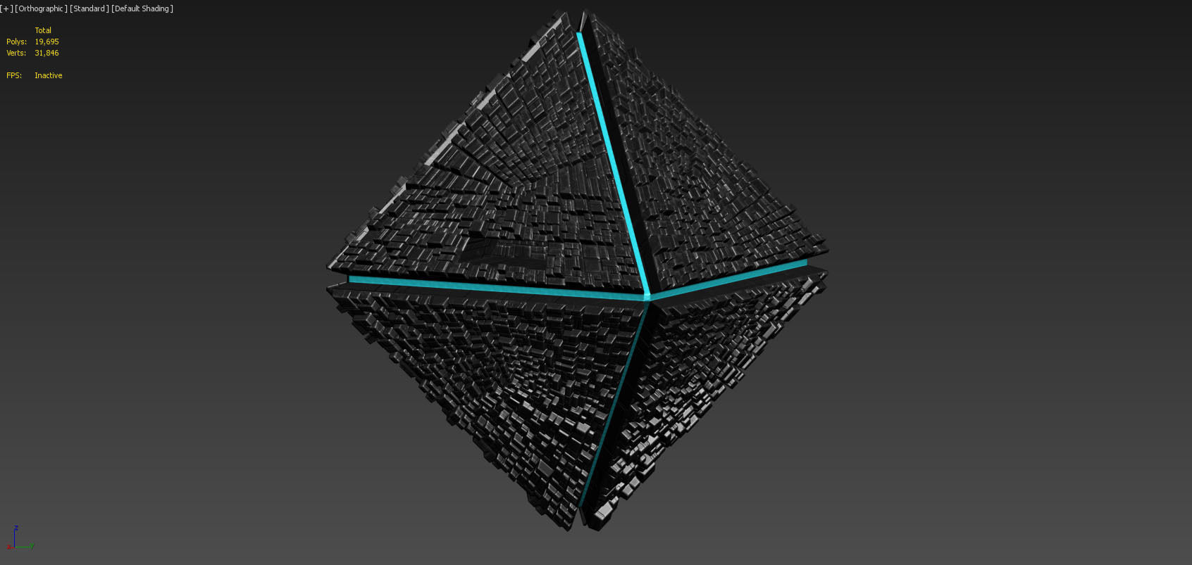 Diamond Spaceship Midpoly Low-poly 3D model_5