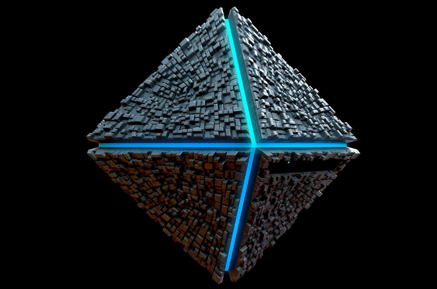 Diamond Spaceship Midpoly Low-poly 3D model_1