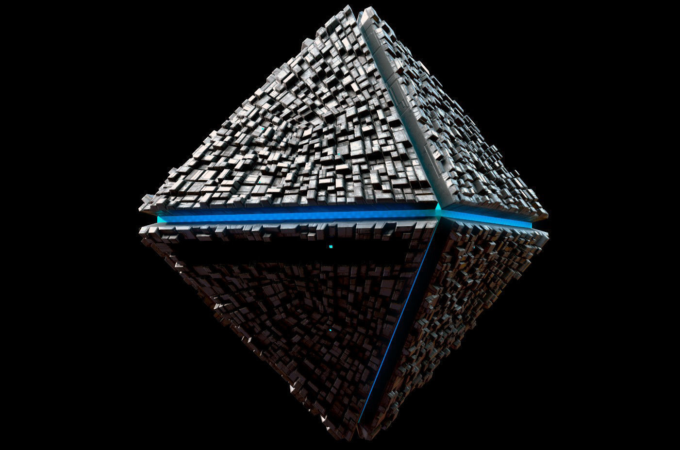 Diamond Spaceship Midpoly Low-poly 3D model_2