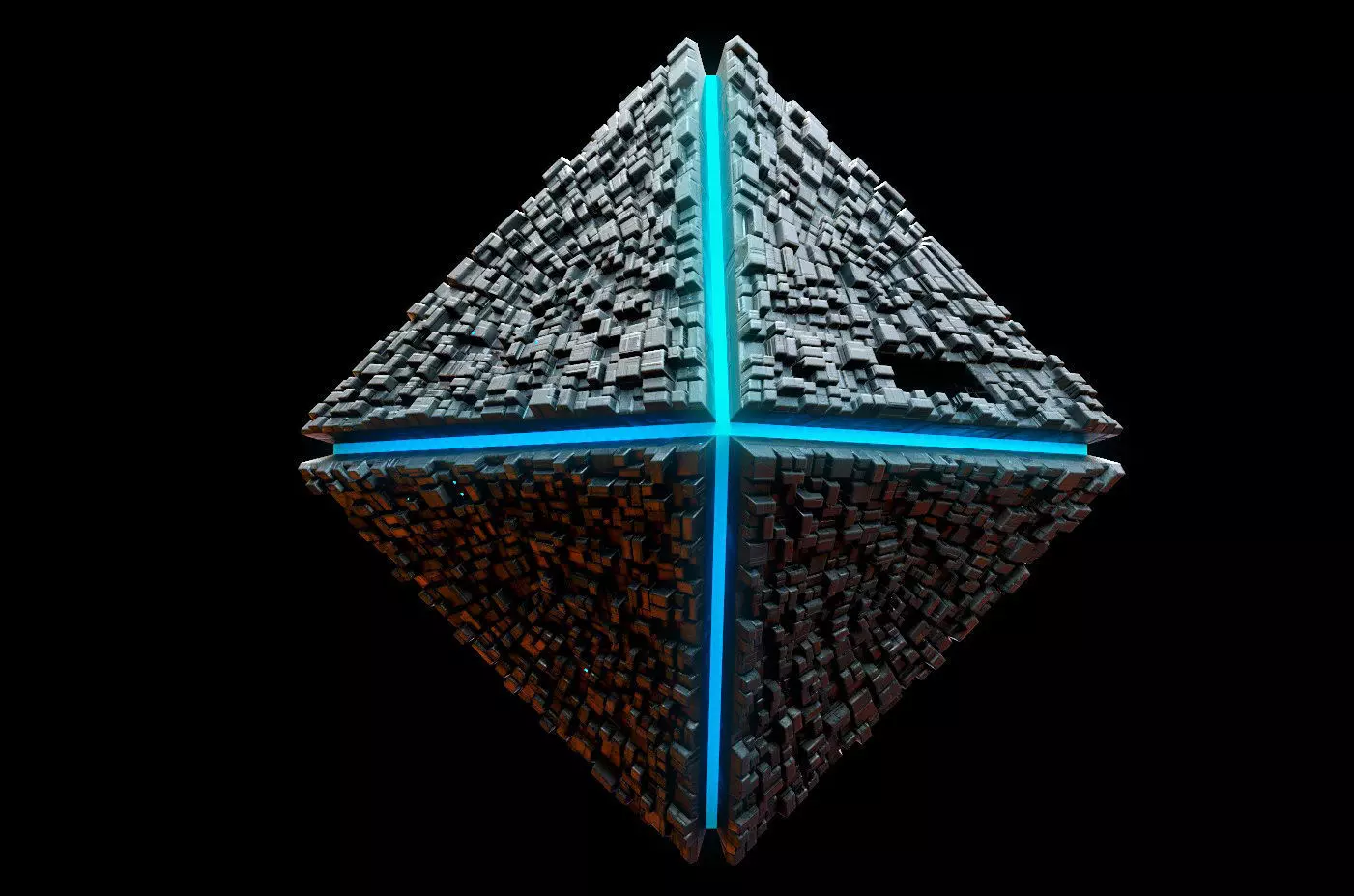 Diamond Spaceship Midpoly Low-poly 3D model_0