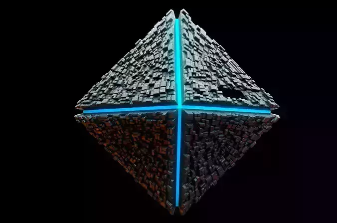 Diamond Spaceship Midpoly  Low-poly 3D model