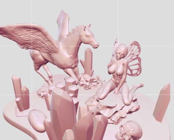 Fairy and Pegasus 3D print model_1
