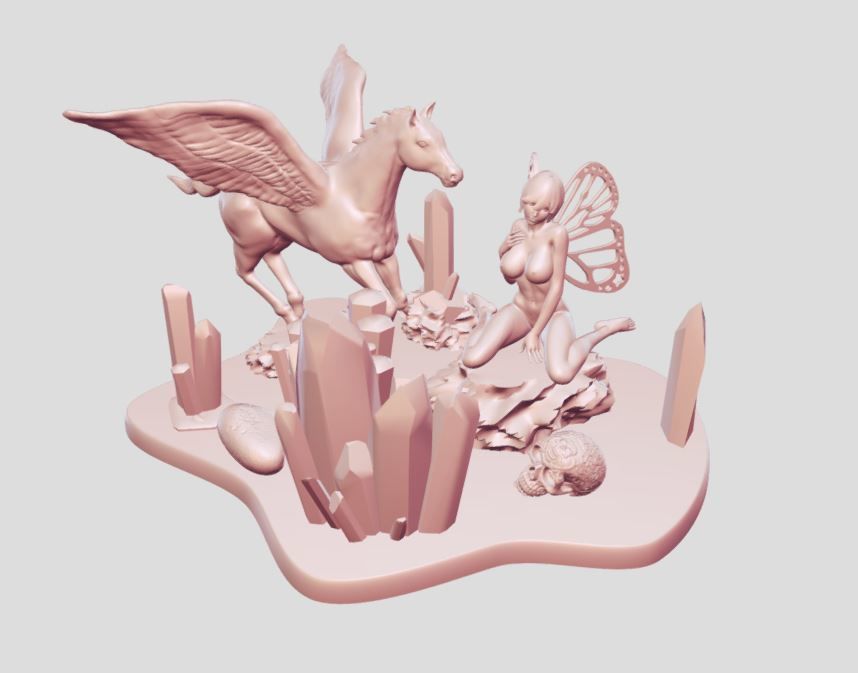 Fairy and Pegasus 3D print model_2