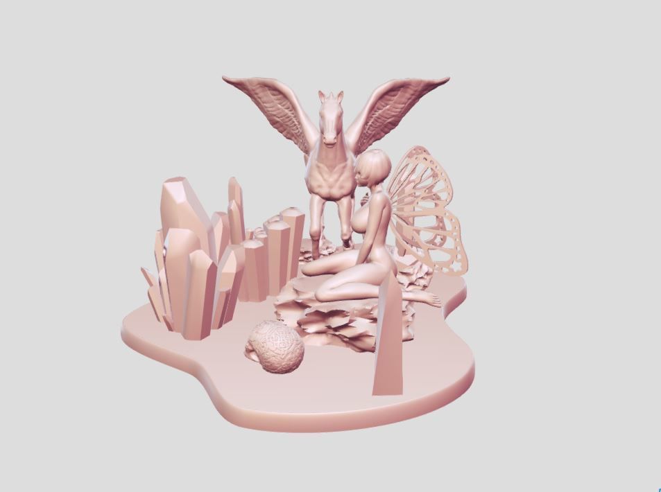 Fairy and Pegasus 3D print model_6
