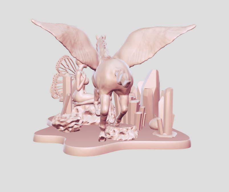 Fairy and Pegasus 3D print model_4