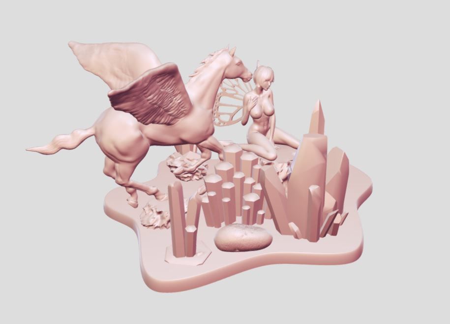 Fairy and Pegasus 3D print model_3