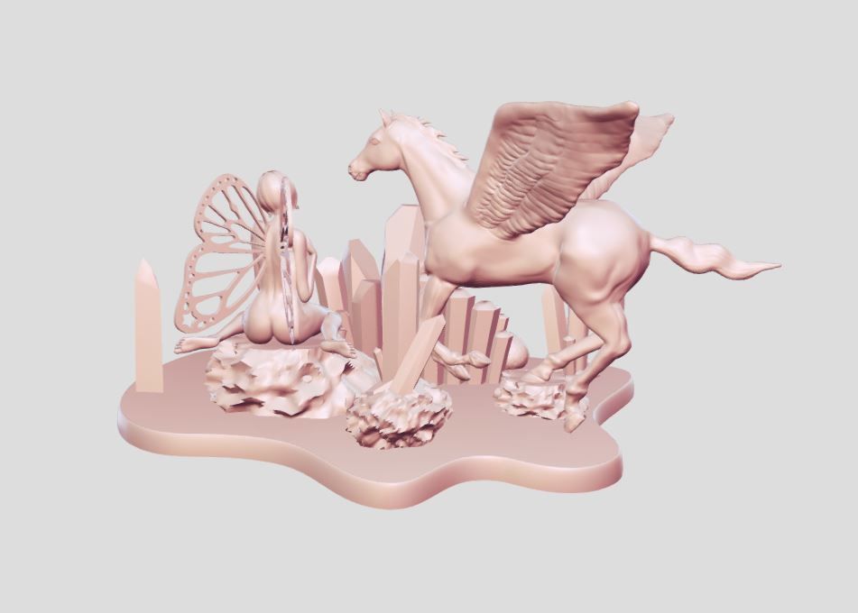 Fairy and Pegasus 3D print model_5