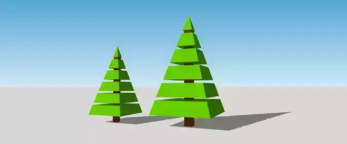 Low Poly Tree pair of christmas trees