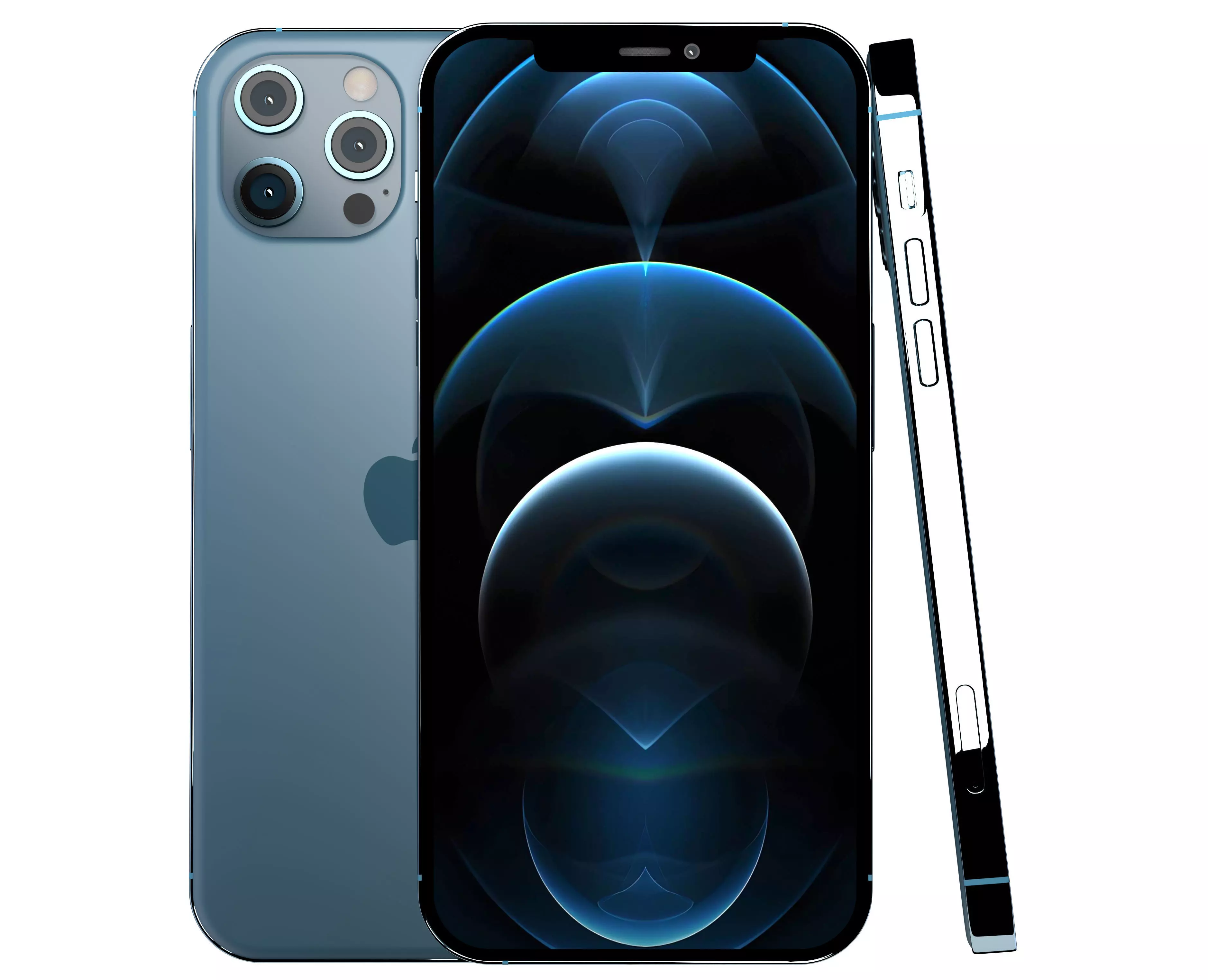 Apple iPhone 12 Pro Max Pacific Blue Low-poly 3D model