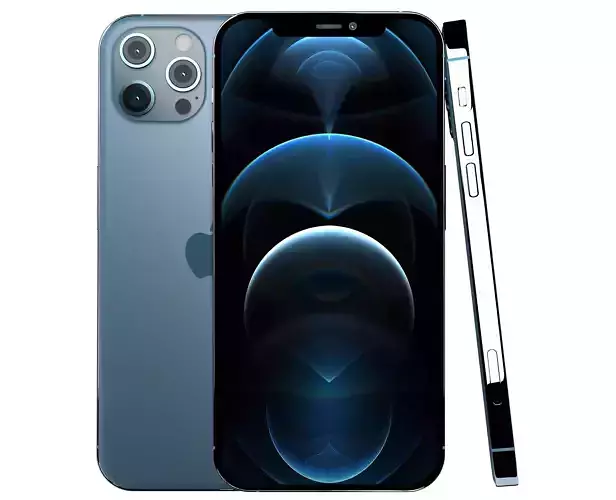 Apple iPhone 12 Pro Max Pacific Blue Low-poly 3D model