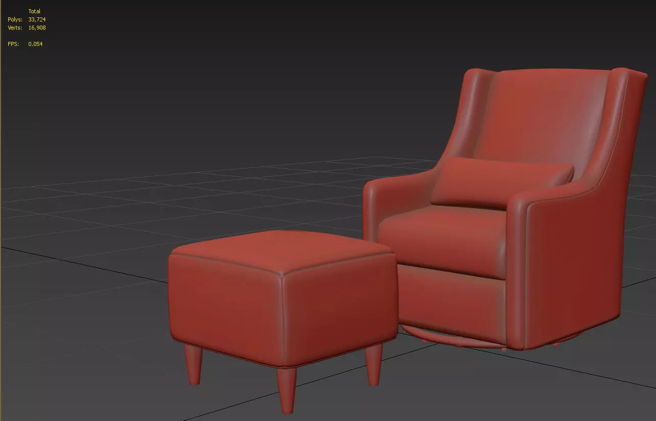 Sofa plus footstool 3D model_0