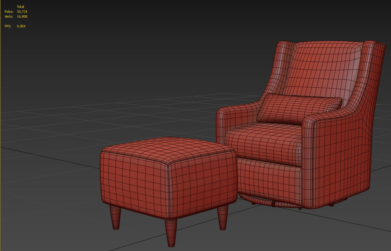Sofa plus footstool 3D model_1