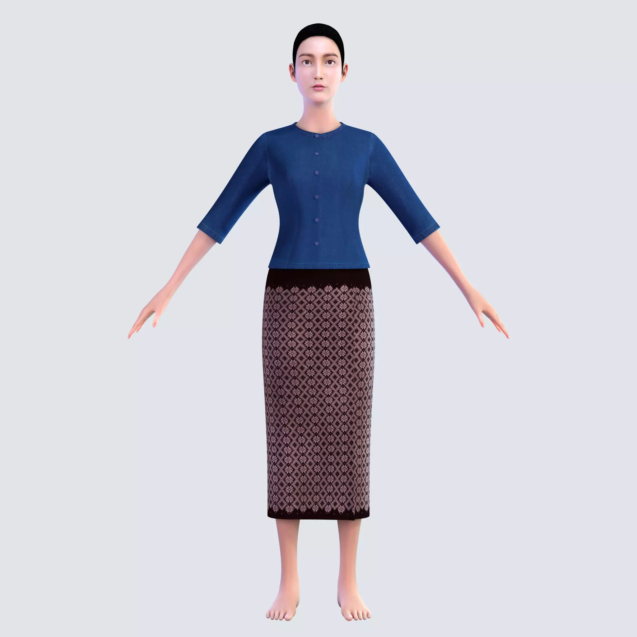 Thai Farmer Woman 3D model_0