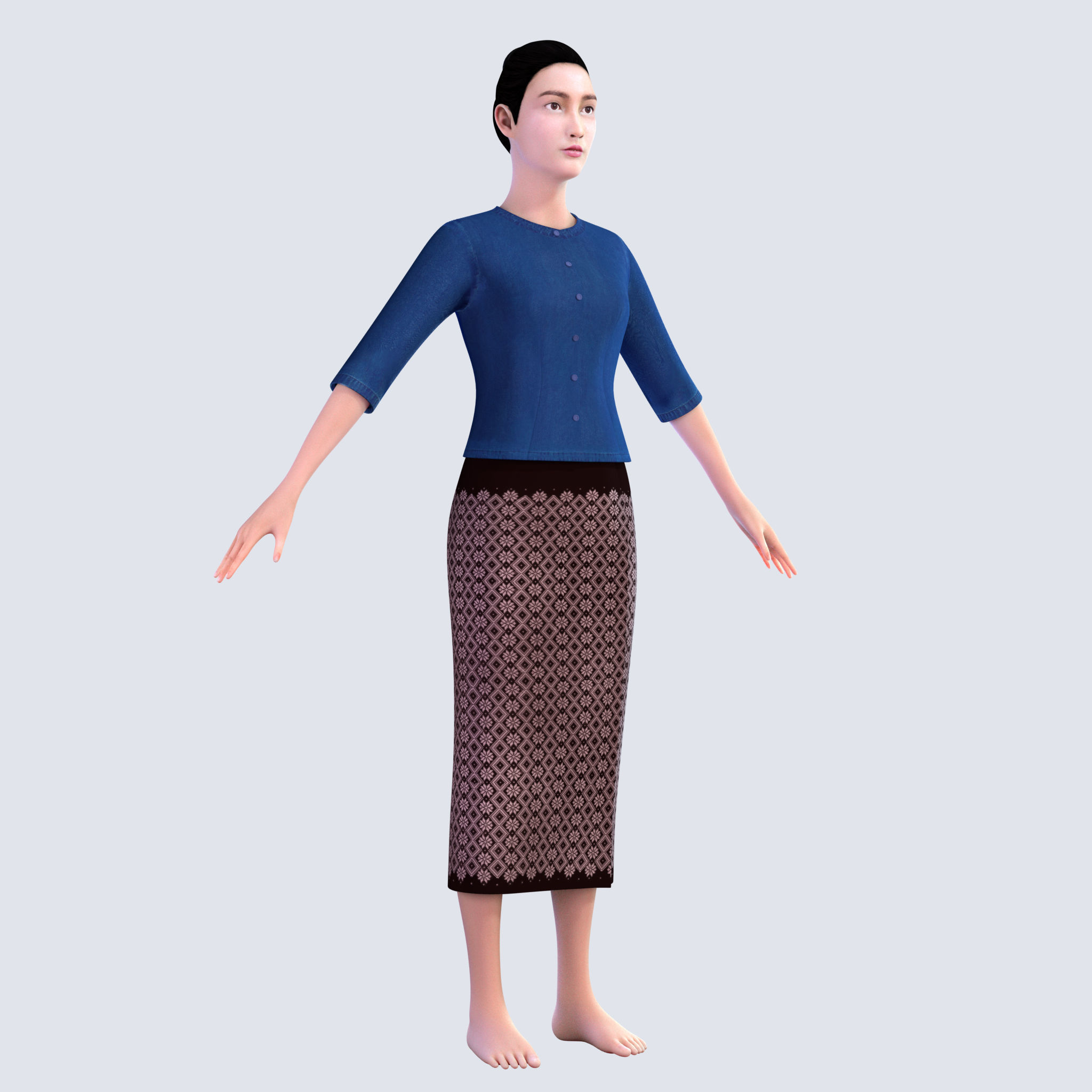 Thai Farmer Woman 3D model_1