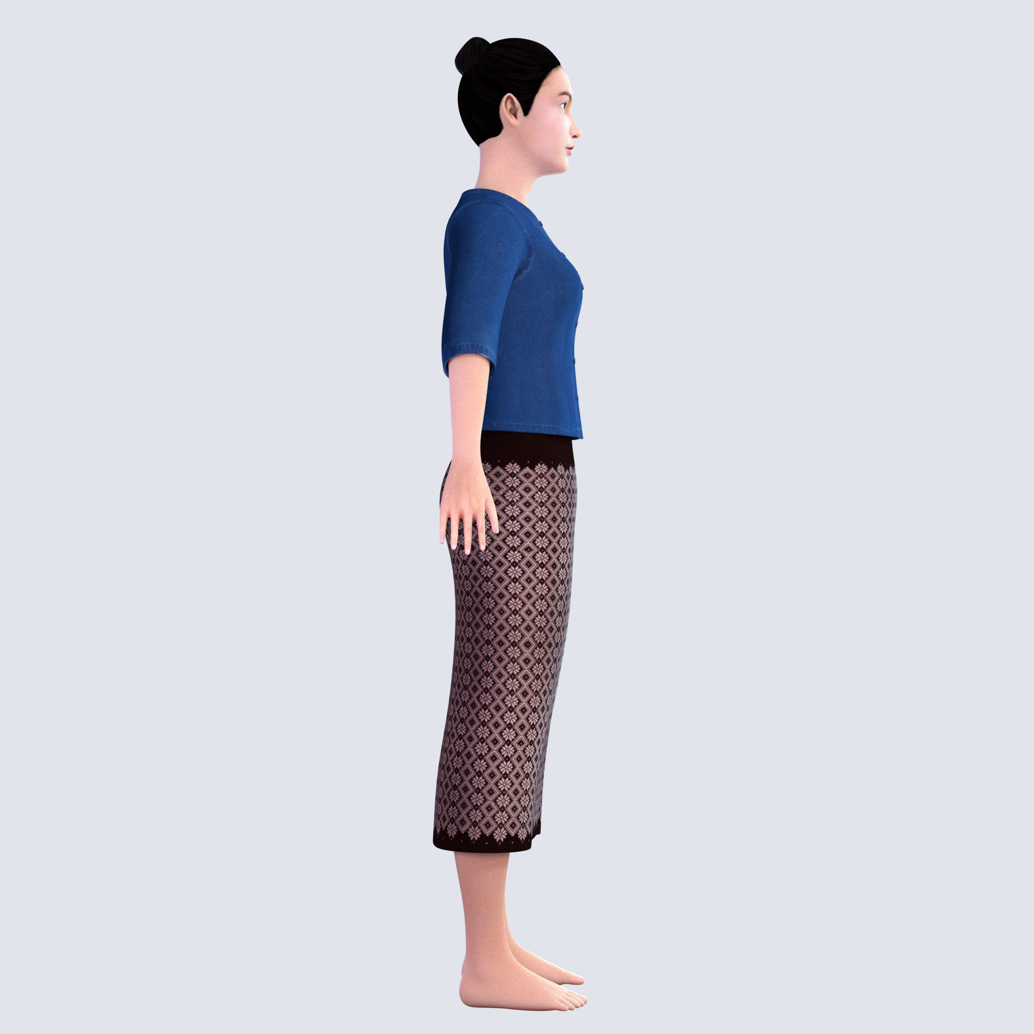 Thai Farmer Woman 3D model_2