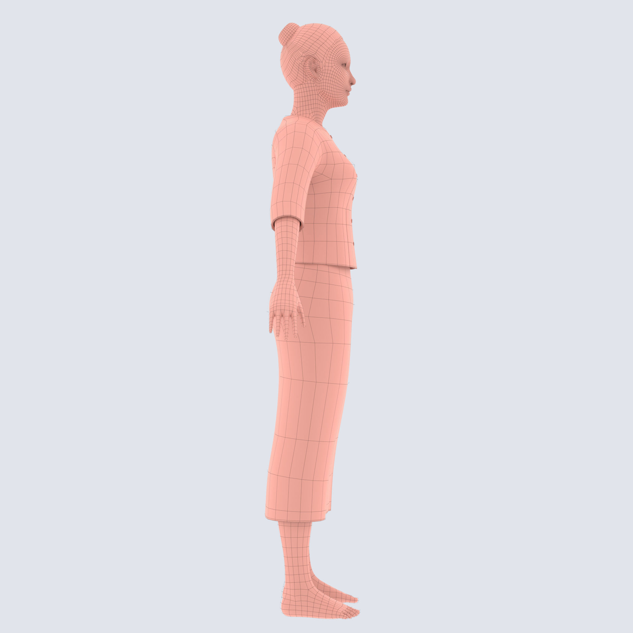 Thai Farmer Woman 3D model_8